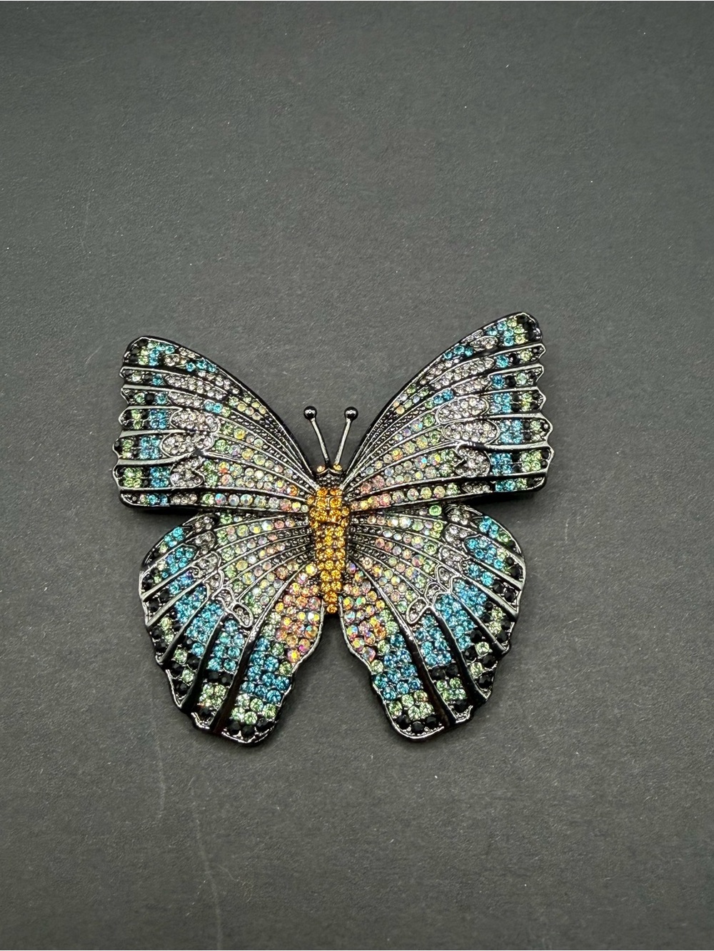 Joan Rivers Multicolor Crystal Butterfly Brooch - Blue, Green, Yellow, Pink
